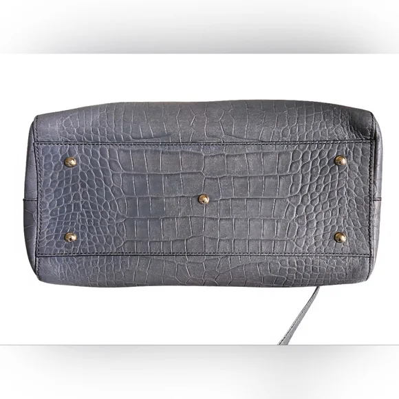 MCM Croc Embossed Gray Leather Large 2 way Satchel T7428 in EUC - Picture 5 of 16
